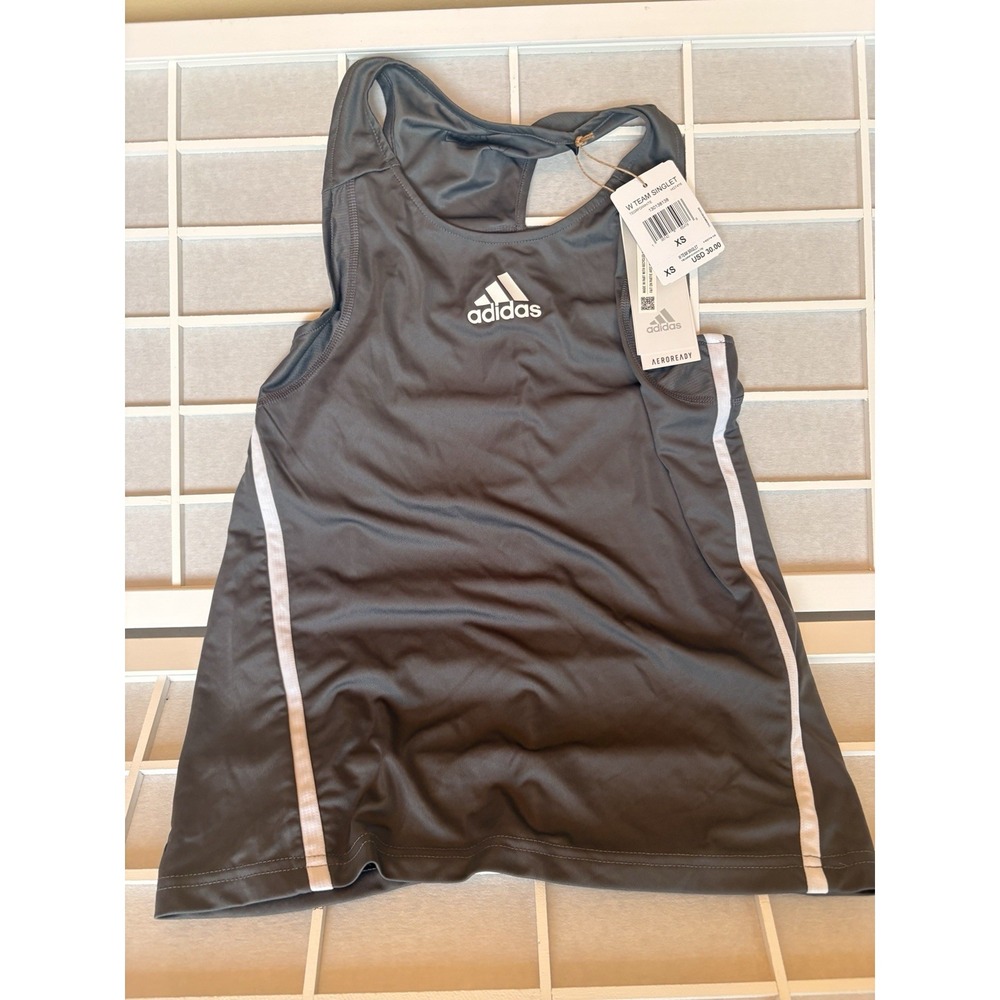 NWT Adidas Shirt Womens XSmall Gray White Running Tank Top Singlet Racerback